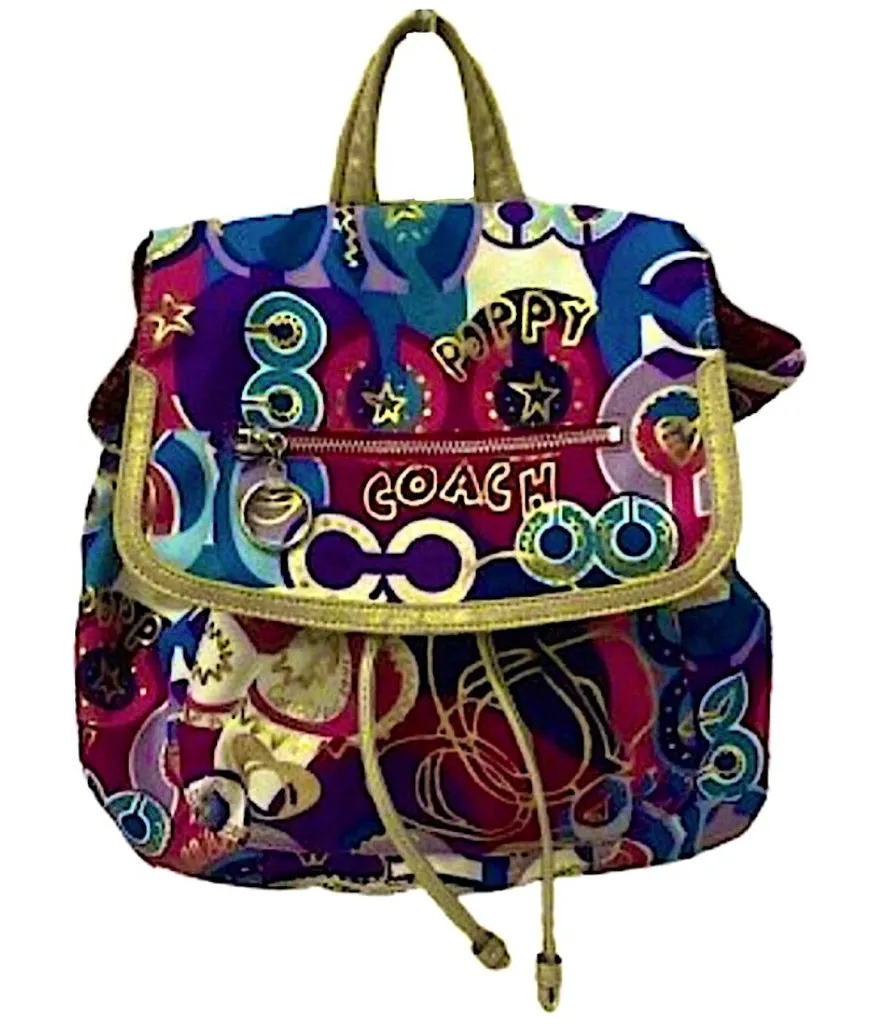 COACH Poppy Pop C Graffiti Backpack Wide Adjustable Straps W/ COACH DUST BAG