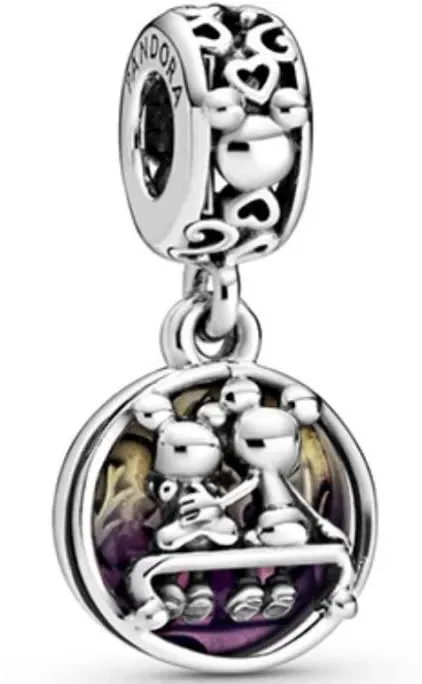 Pandora Silver Disney Mickey & Minnie Dangle Charm with Purple Accent