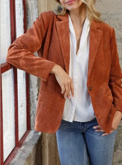 Corduroy open blazer with pockets size M