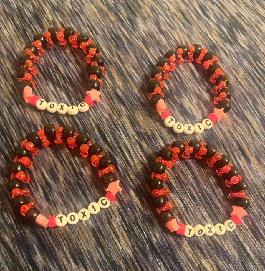 Set of 4 Handmade 'TOXIC' Kandi Pony Bead Bracelets