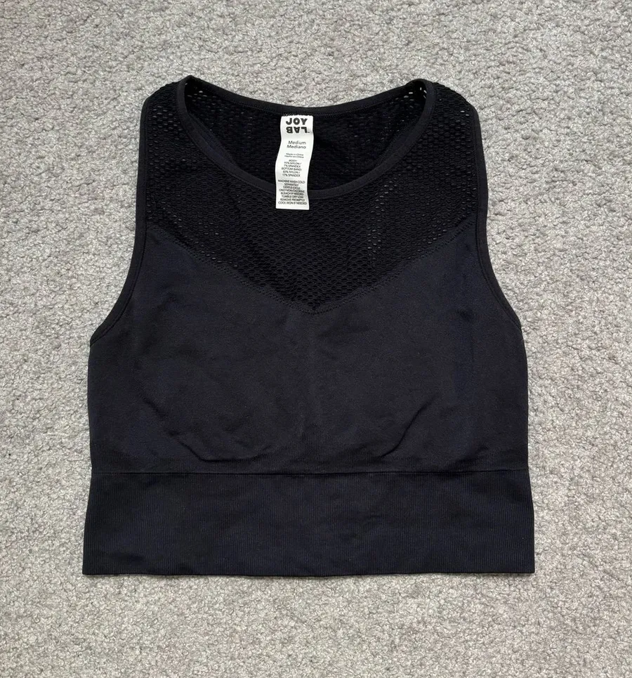 JoyLab Black Mesh Racerback Sports Bra