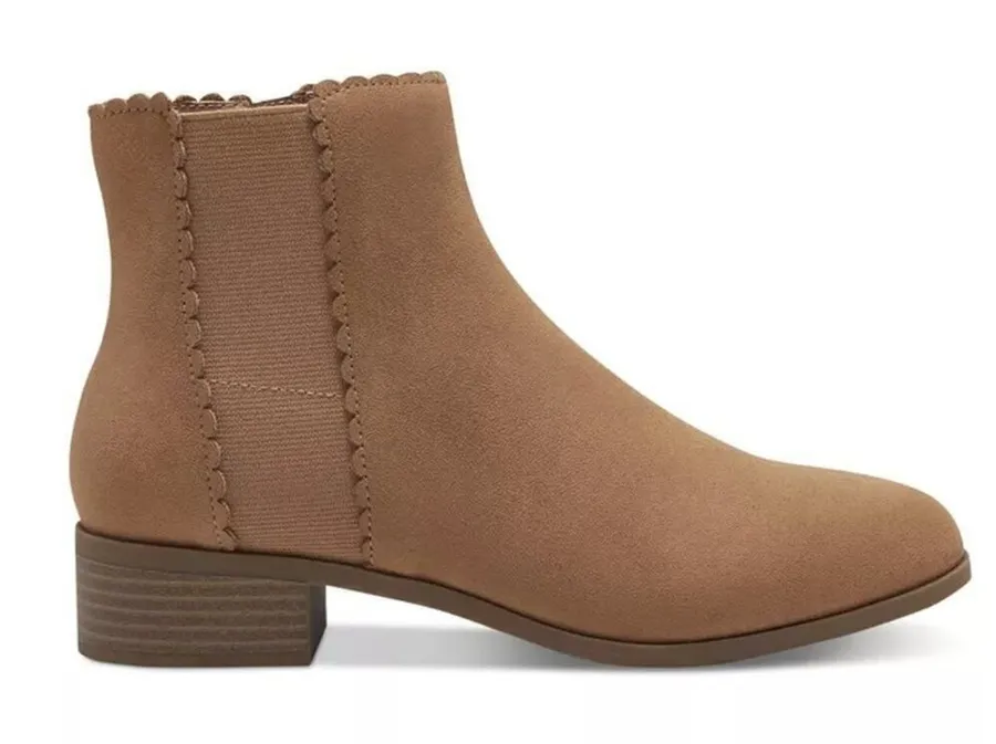 NIB * CHARTER CLUB Micro Suede Ankle Boots in Camel