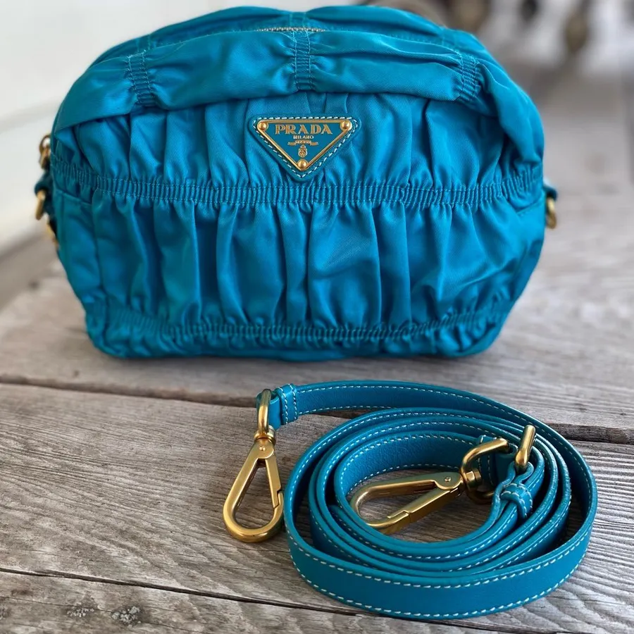 Prada Blue Tessuto Gaufre Crossbody