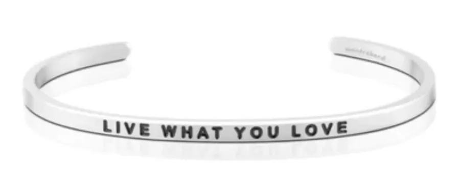 New Womens Mantra Brand Live What You Love Silver Cuff Bracelet