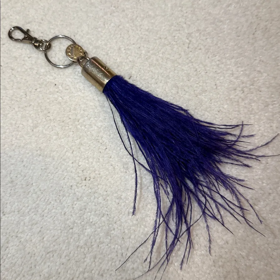 BCBG Royal Blue Feather Keychain Purple