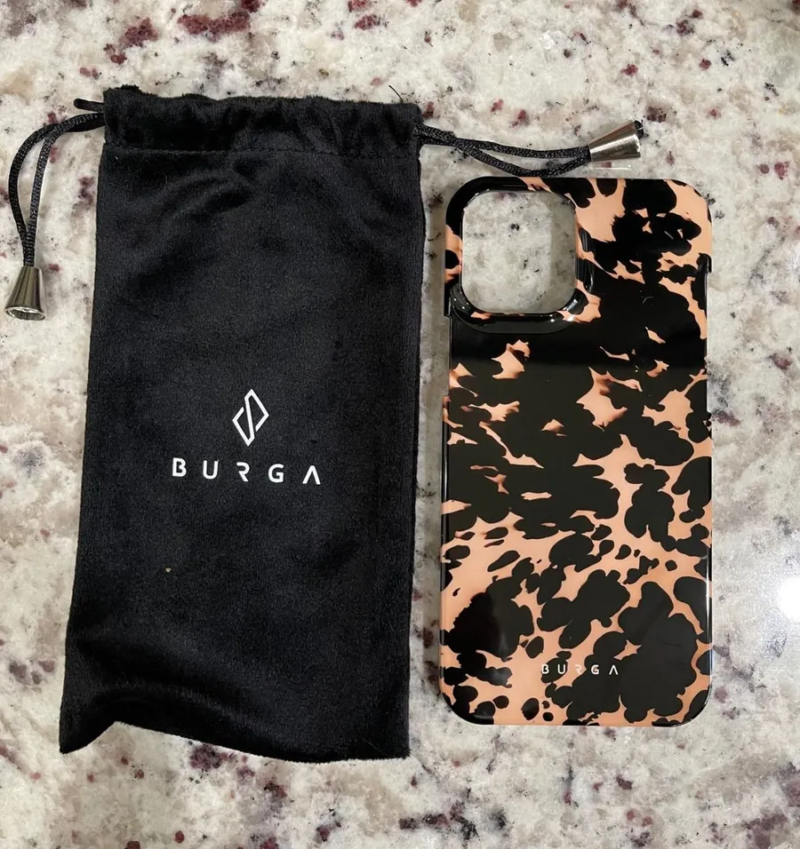 Burga iPhone 12 Pro Case Wild Soul Animal Print Black Tan Glossy Snap On Cover