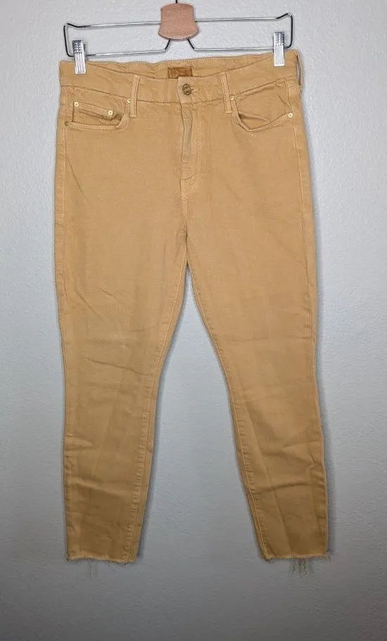 Mother 28 The Looker Ankle Fray Gettin' in Cashew Yellow High