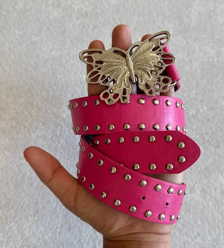Hot Pink Studded Butterfly Belt