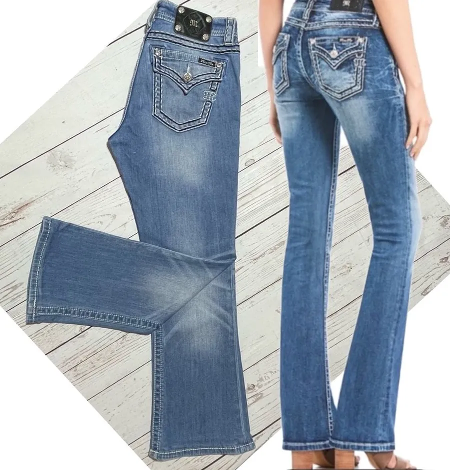 Miss Me Loose Saddle Stitching Bootcut Jeans