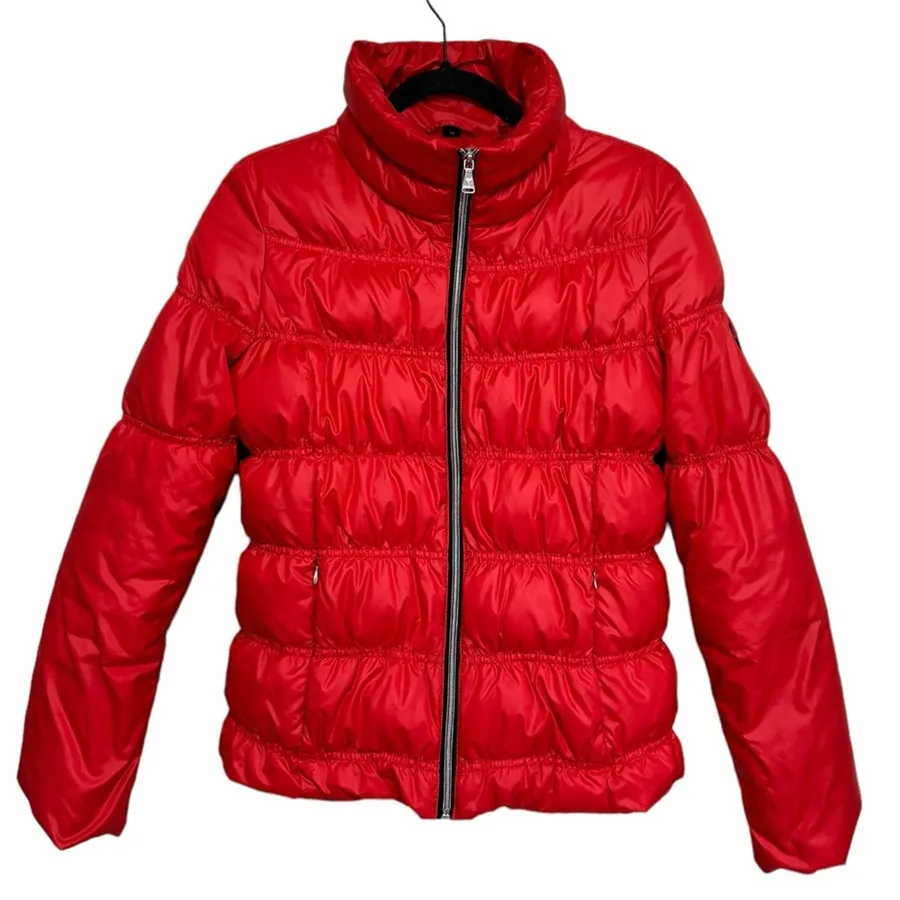 Guess Y2K Bright Pop of Red Down-Filled Puffer Coat - Size M