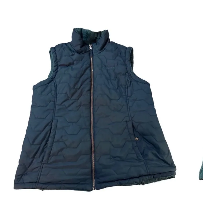 FREE COUNTRY Reversible Vest
Teal Green Size Large Full Zip Fur Water Resistant