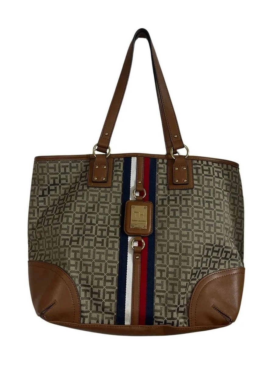 Tommy Hilfiger Monogram Jaden Tote Bag Canvas Faux Leather Classic