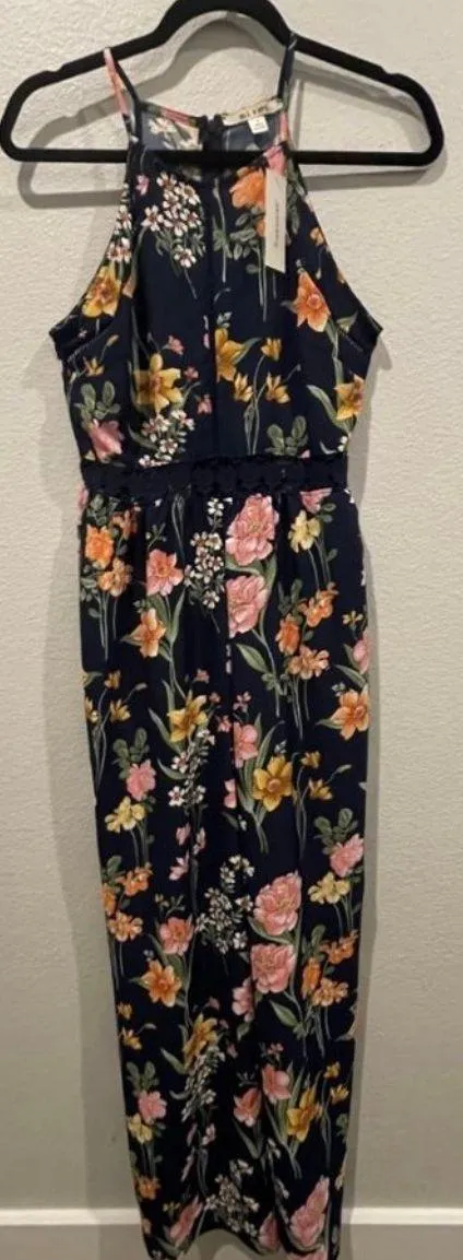MI AMI Navy Blue Floral Jumpsuit