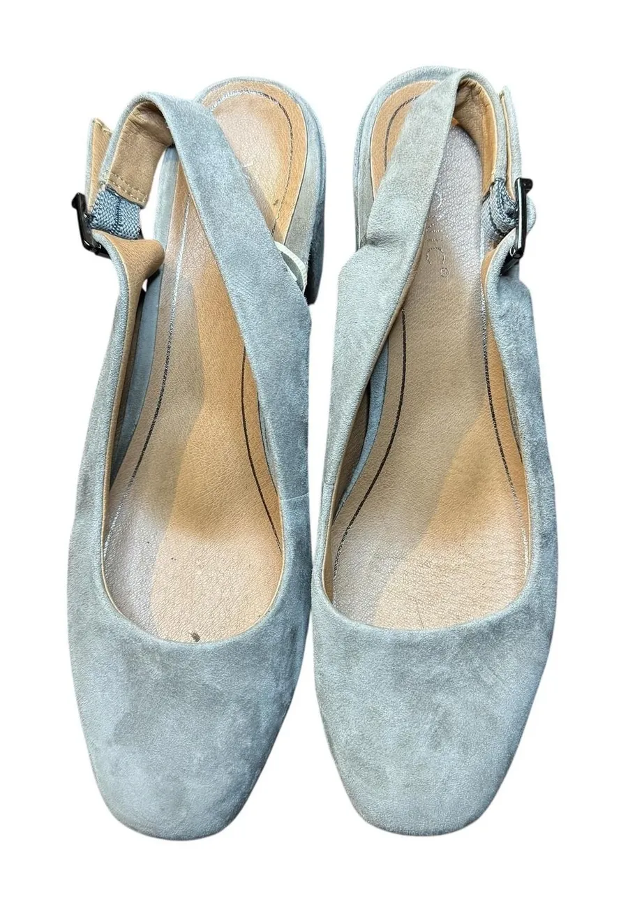 Vionic Nareen Shoes Womens Size 9 Gray Suede Slingback Block Heel Pumps