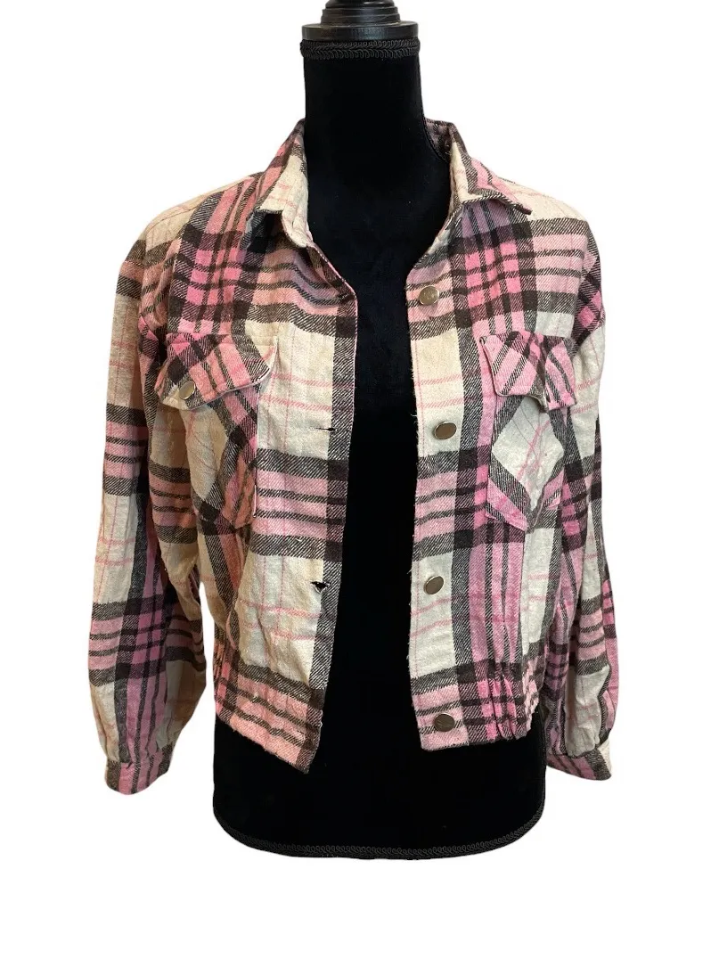 Pink Plaid Button