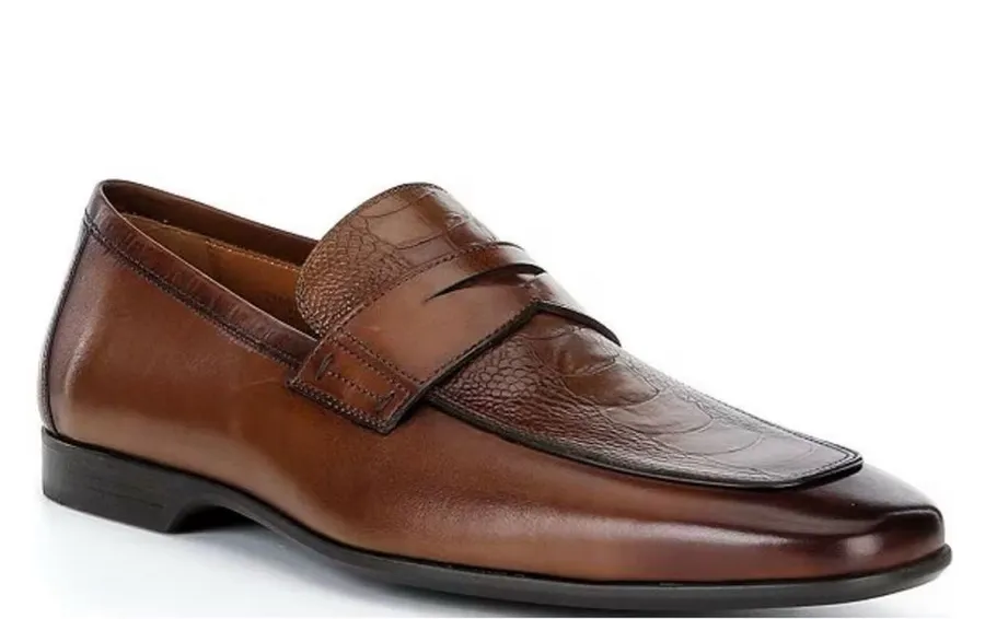 Magnanni brushed chestnut brown leather loafers Size 10.5