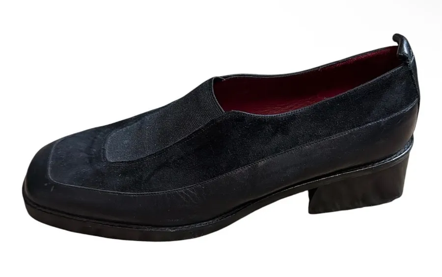 Donald J Pliner Black Suede and Leather Slip