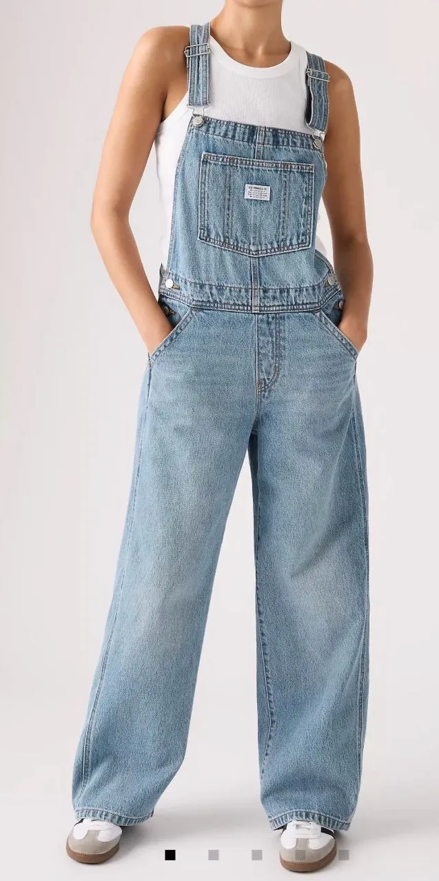 Levi Women’s No Stretch: Not The Same Overall Medium Wash Denim Baggy Overalls S