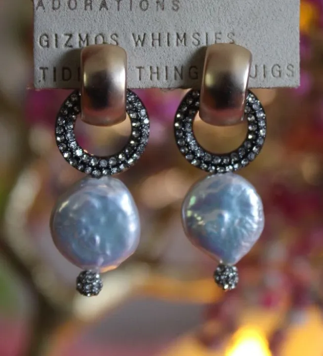 Anthropologie Silver Pearl Drop Earrings