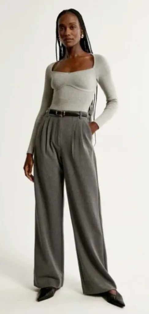 Abercrombie & Fitch Sloane Tailored Wide Leg Pant Grey Size 4 petite short