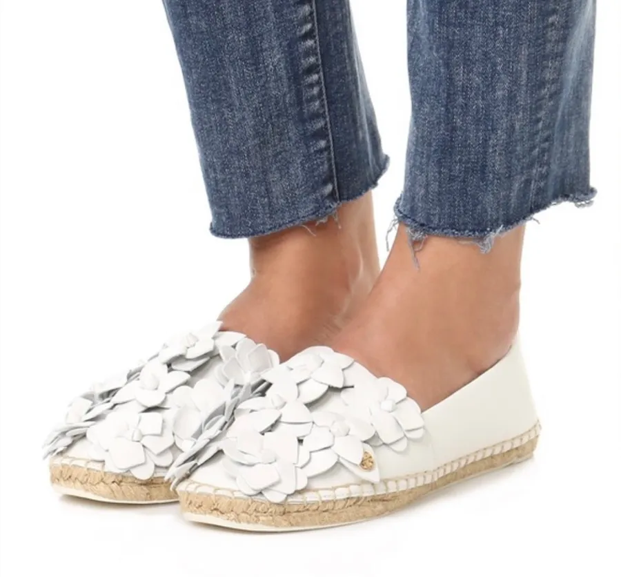 Tory Burch Blossom Espadrille-Nappa Leather size 5 New in box .