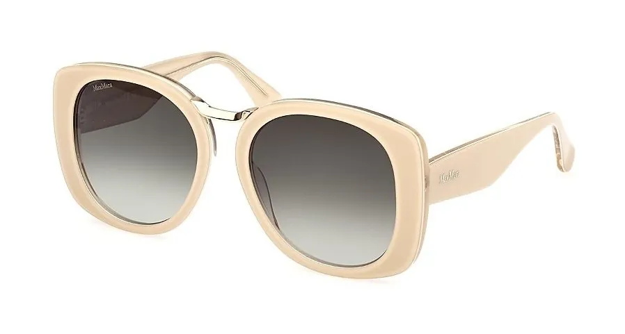 Max Mara Bridge MM0092 Sunglasses Beige Oversized Square 55mm 25P New Tan