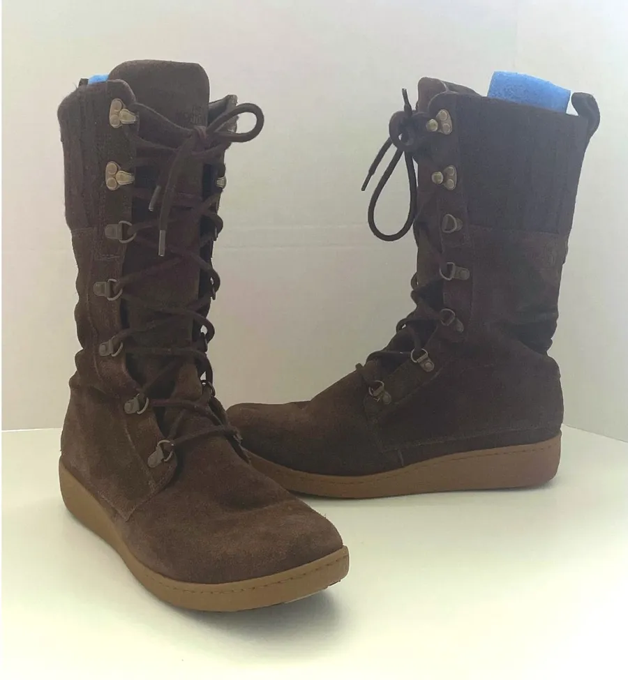 The North Face Alycia Winter Boots Sz 9 Suede PrimaLoft Knit Tall Snow Gorpcore