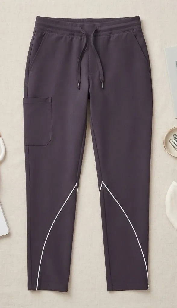 Jaanuu Scrub Pants Womens L Black Jogger Drawstring Cargo Piping Stethoscope L