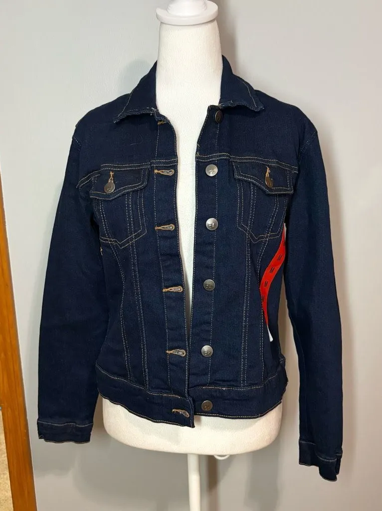 Calvin Klein Jeans dark blue denim cropped jean jacket size M NEW