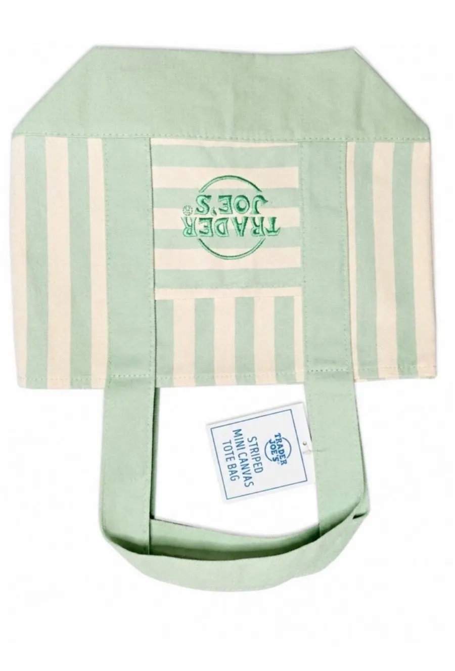 Trader Joe’s mint green striped Tote Bag