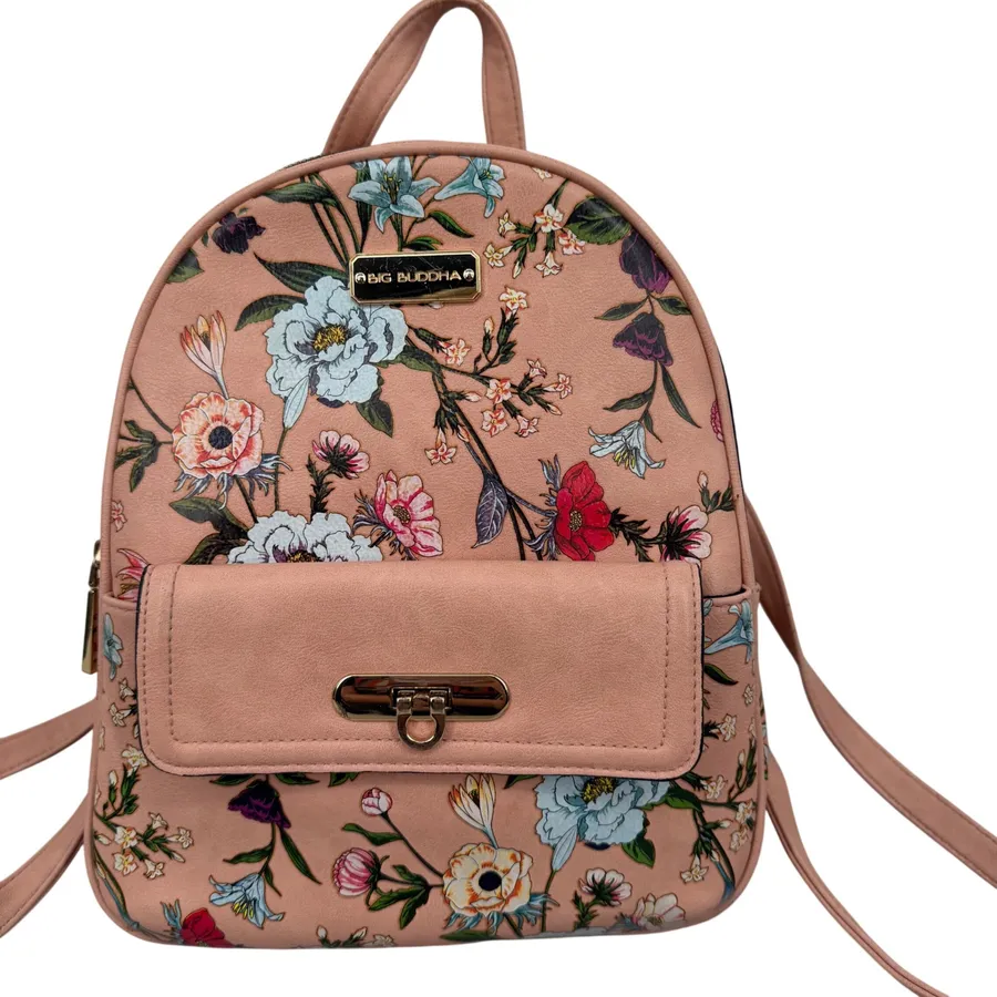 Big Buddha Floral Mini Backpack Pink Faux Leather Gold Hardware Small Bag