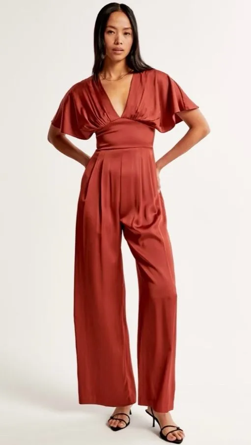 NEW Abercrombie & Fitch Angel Sleeve Satin Jumpsuit