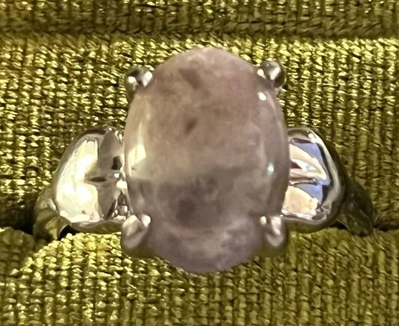 Elegant/Classic Titanium Steel Silver Purple Gemstone & Heart Accents Ring S 9 Pink