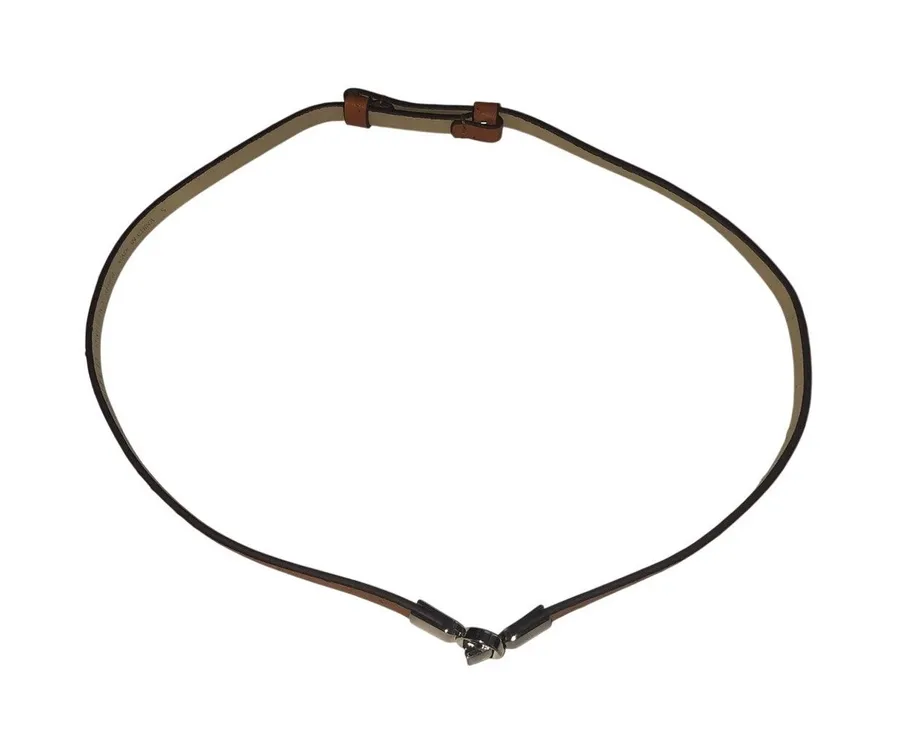 The Limited Skinny Belt Size S Ostrich Embossed Vegan Leather British Tan Silver
