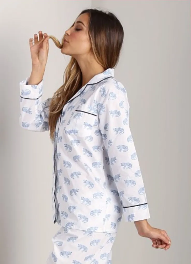 Marigot Leopard Long Pajama Set White Size M