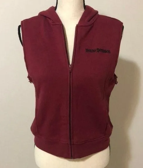 Harley-Davidson Sherpa Lined Red Hoodie Vest Size Small