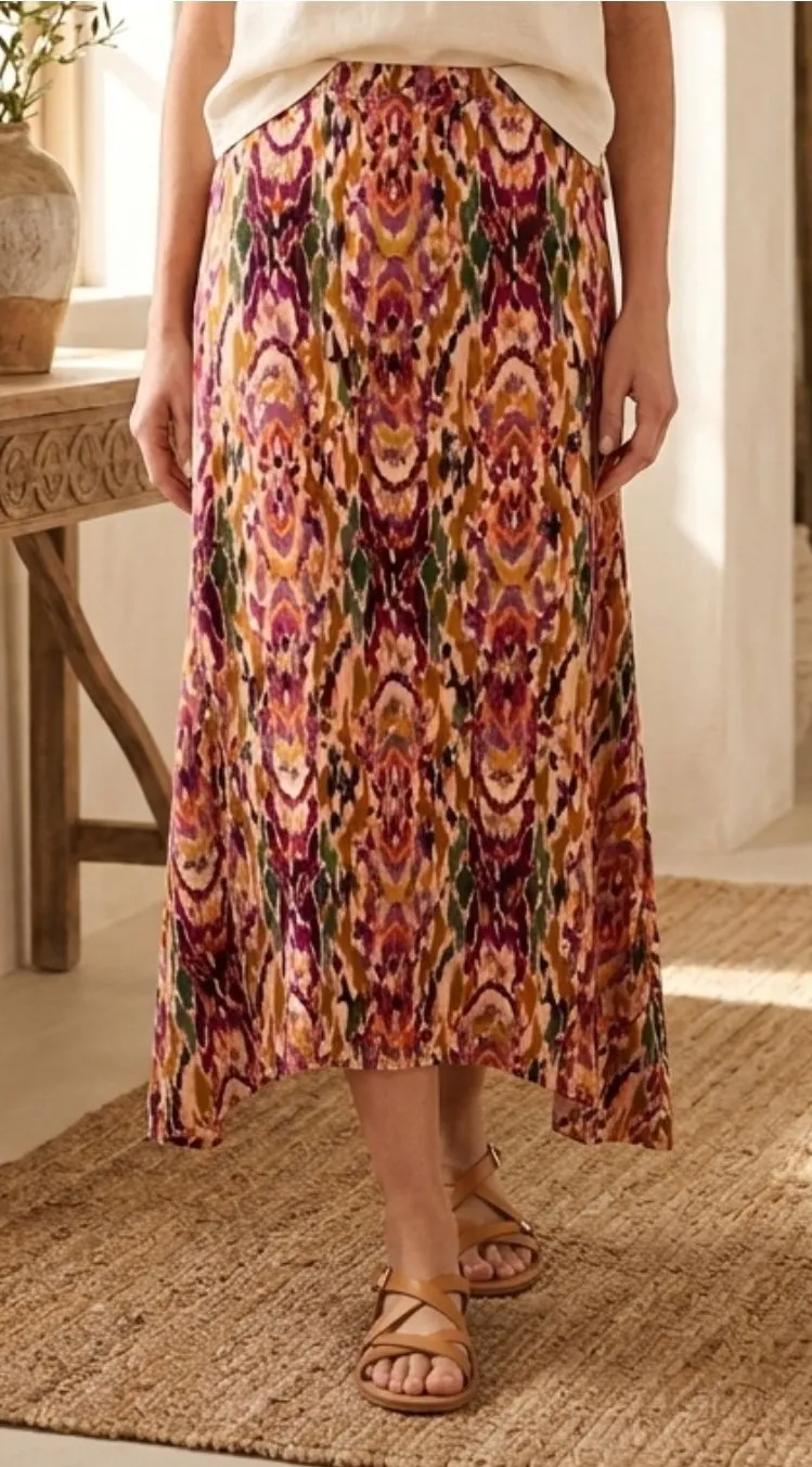 Vince Camuto Boho Ikat Print Maxi Skirt Size L