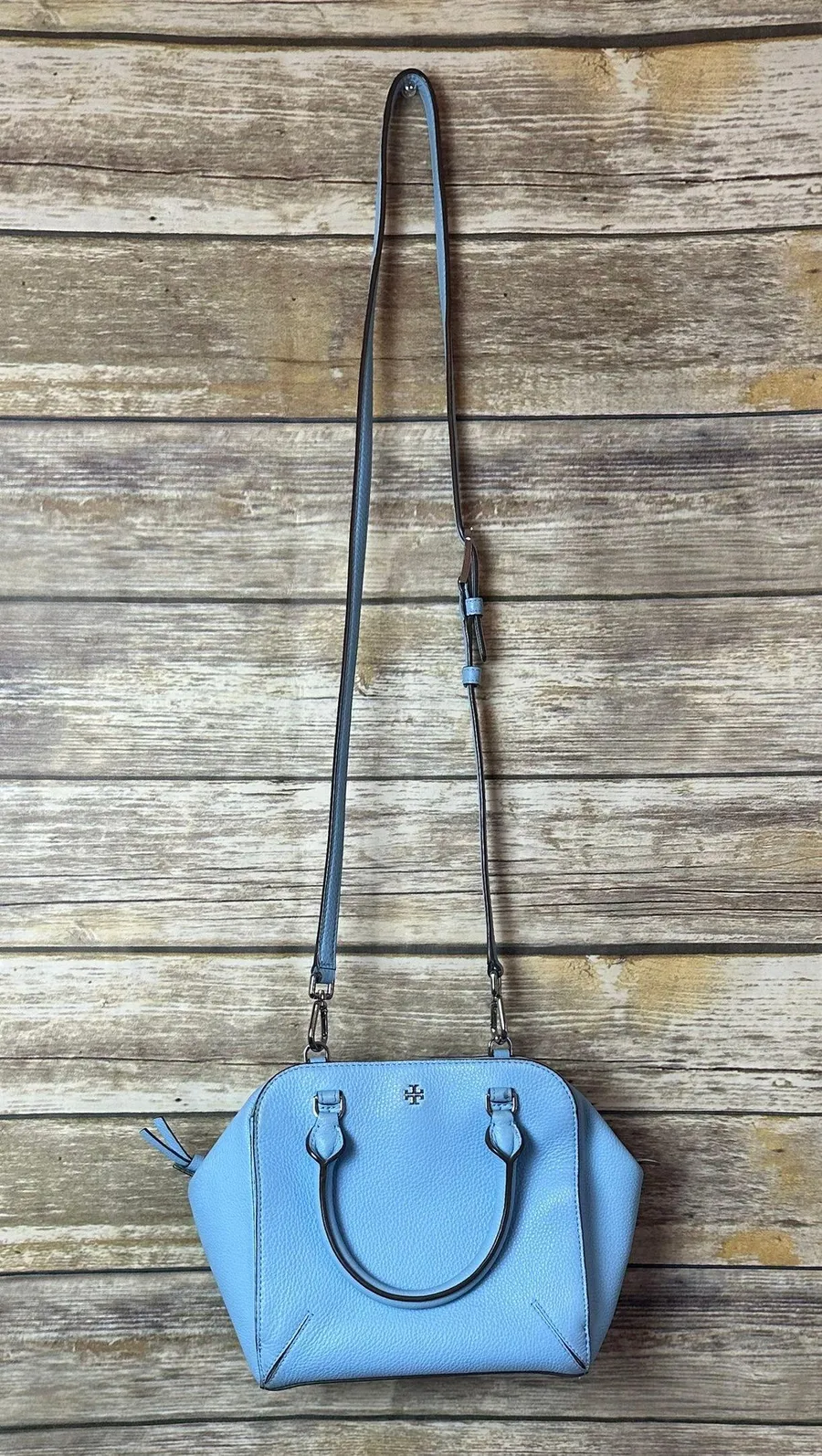 Pebbled Leather Shoulder Bag Rivera Blue