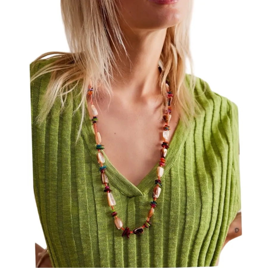 NWT Free People x Ariana Ost At The Market Shell Beaded Necklace