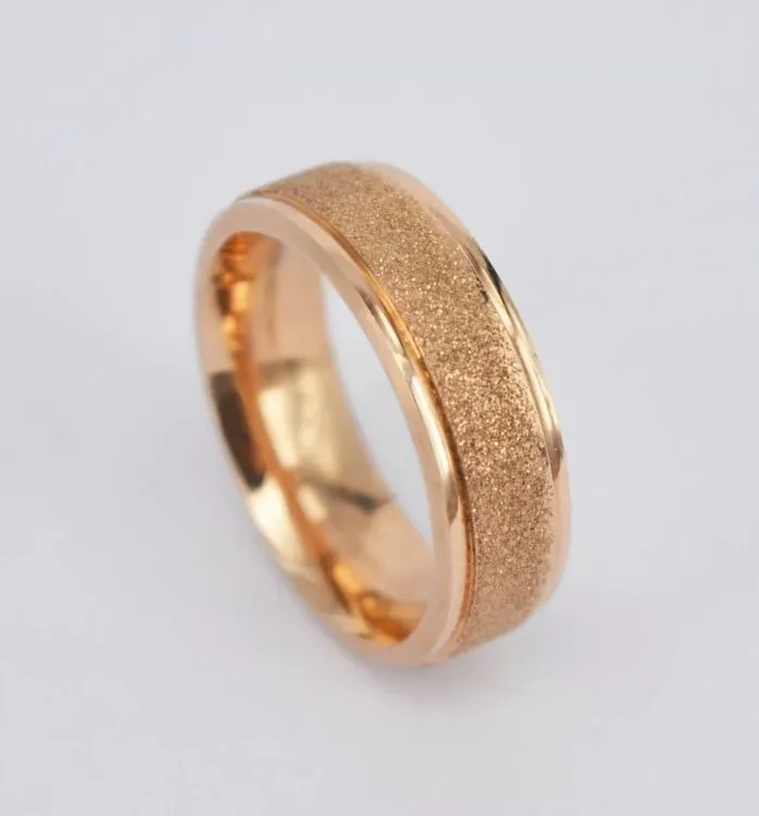 Rose Gold Frosted Stainless Steel Ring Size 8
