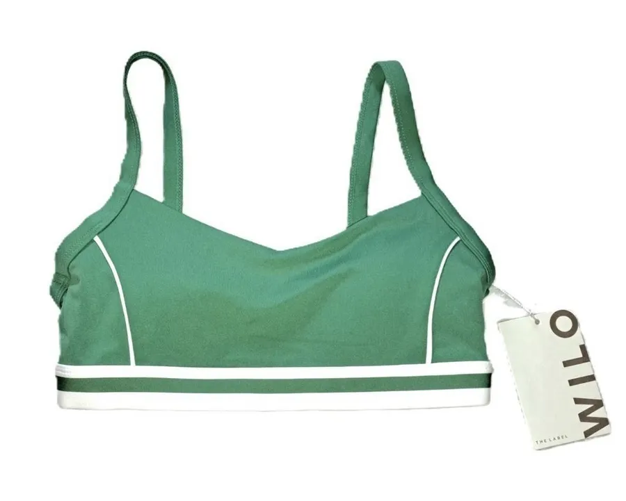 WILO THE LABEL green white sports bra NWT padded tank tennis golf Size Medium