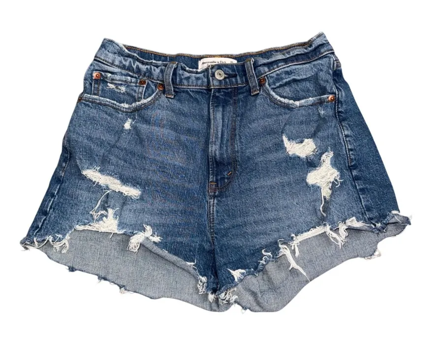 Abercrombie & Fitch Mom Shorts Womens 29/8 Blue Excellent Curve Love Distressed