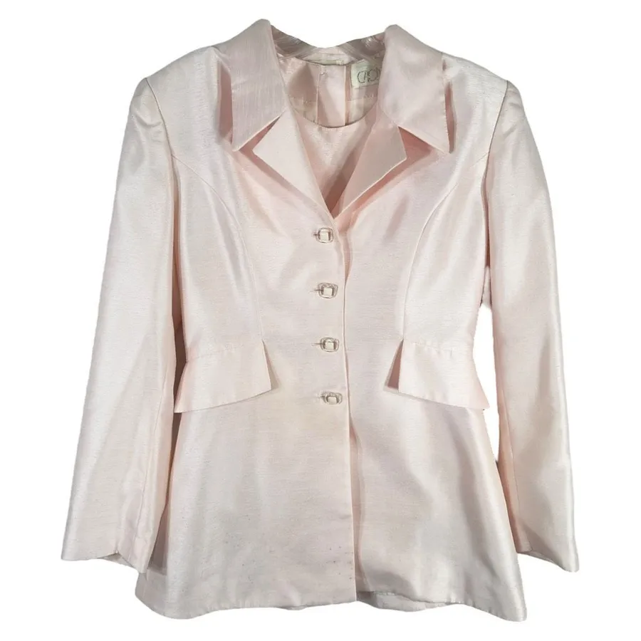 Cache Size 8 Blazer Set Coat and Cami VTG Light Pink Shiny Lined Buttons 595