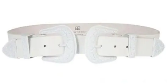 B-Low the Belt Baby Bri Bri Double Buckle Western Belt Total White Leather Small