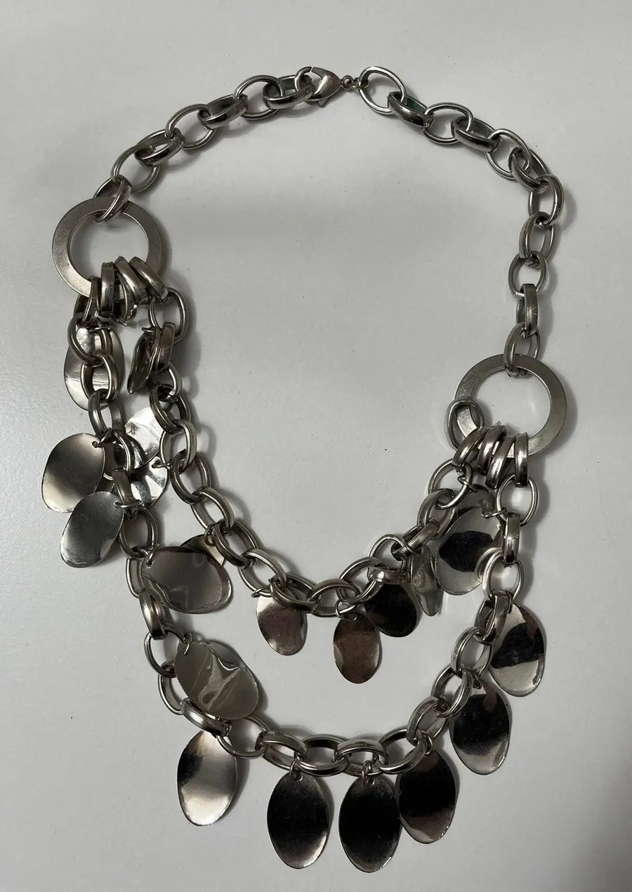 Silver colored Double Necklace