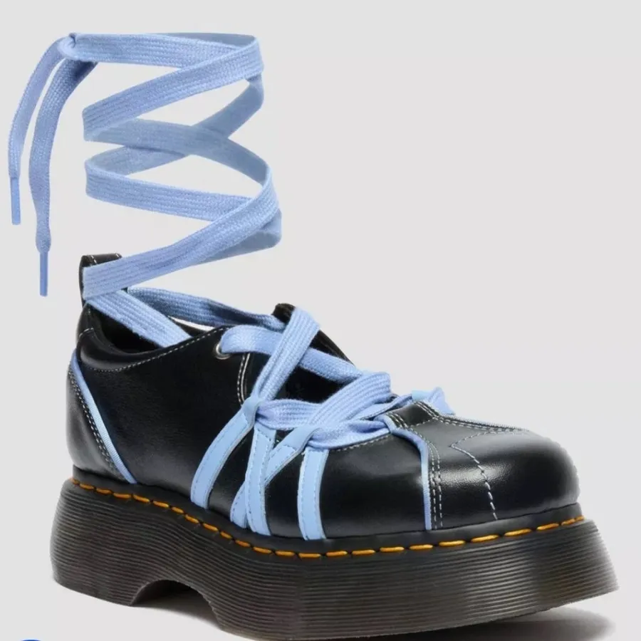 Dr. Martens Buzz Balerina Lace Up 9 Black Leather Platform Shoes Chunky Grunge