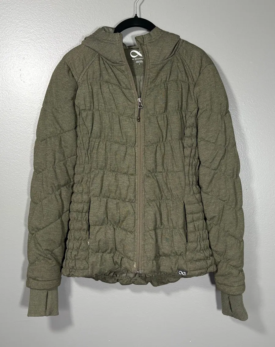 Be Boundless Women's Green Quilted Puffer Winter Jacket