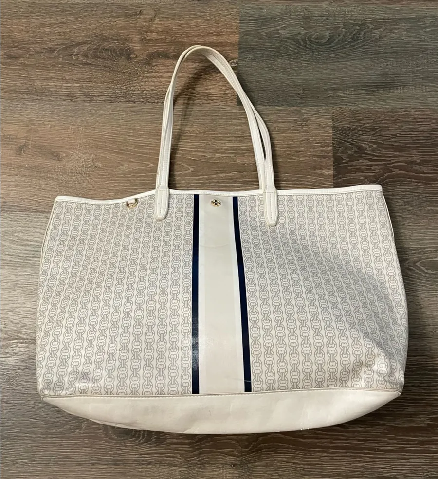 Tory Burch Gemini Link coated canvas tote bag Center Stripe