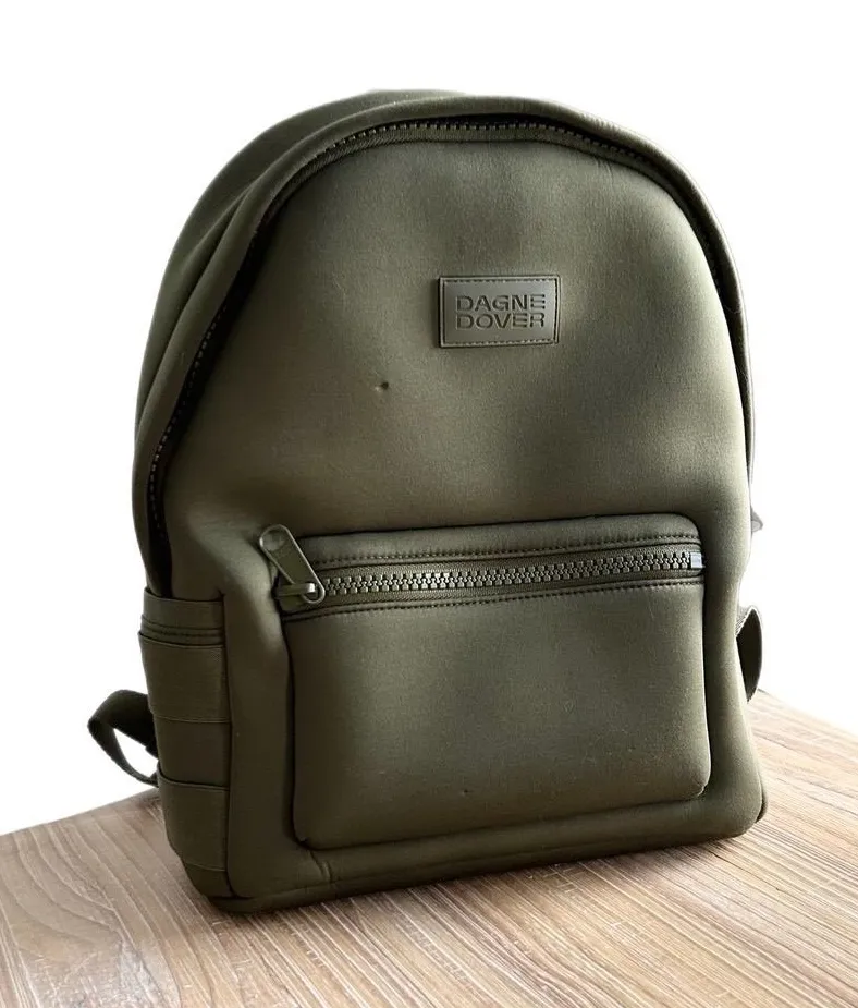 Dagne Dover Dakota Neoprene Backpack Medium Dark Moss Green Laptop Bag