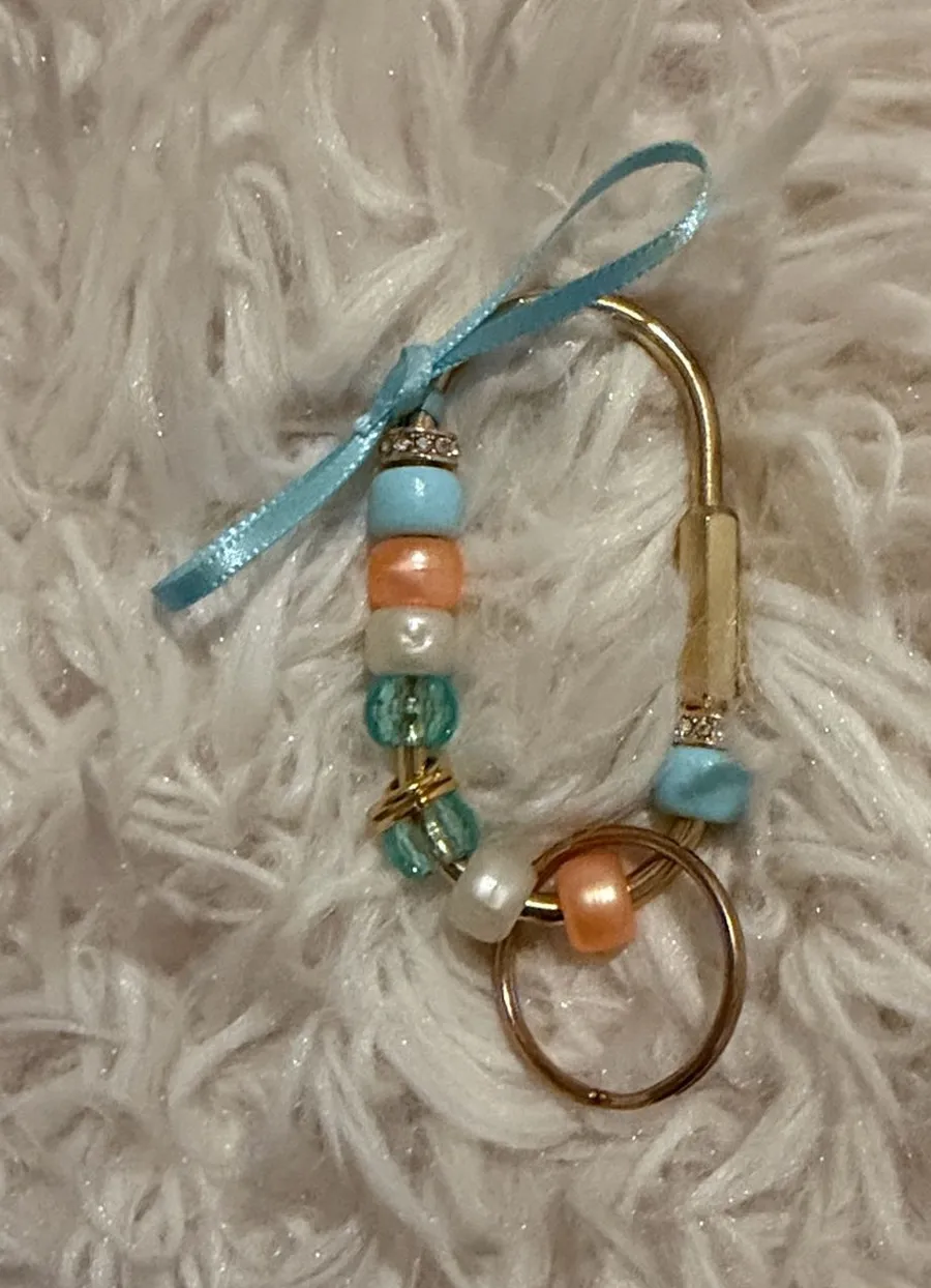 Gold Carabiner Bead Keychain
